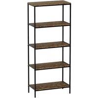 Vida Designs Brooklyn 5 Tier Bookcase Industrial Style Freestanding Display Shelving Unit Dark Wood, Brown