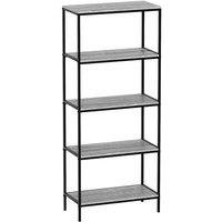 Vida Designs Brooklyn 5 Tier Bookcase Industrial Style Freestanding Display Shelving Unit Grey, Grey