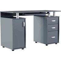 Vida Designs Otley Computer Desk 3 Drawer Storage With Sliding Keyboard Tray Home Office Grey, Grey