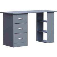 Vida Designs Mason Computer Desk 3 Drawer 3 Shelf Storage Home Office Grey, Grey