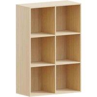 Vida Designs Durham 6 Cube Storage Bookcase Shelving Display Unit Oak & Set Of 3 Cube Storage Basket Grey, Brown