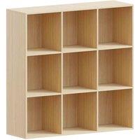 Vida Designs Durham 9 Cube Storage Bookcase Shelving Display Unit Oak & Set Of 5 Cube Storage Basket White, Brown