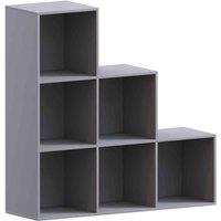 Vida Designs Durham 6 Cube Staircase Storage Bookcase Shelving Display Unit Grey & Set Of 3 Cube Staircase Storage Basket White, Grey