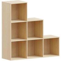Vida Designs Durham 6 Cube Staircase Storage Bookcase Shelving Display Unit Oak & Set Of 3 Cube Staircase Storage Basket Grey, Brown