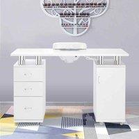 Livingandhome Professional Manicure Station Nail Table on Wheels with Dust Collector, White