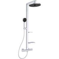 Ideal Standard Ceratherm Alu Shower System Thm 260Mm 2 Function Shower Head 100Mm 2 Function Handspray 2 Shelves Silver, Silver