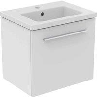 Ideal Standard I.life S 50Cm Matt White 1 Drawer Vanity Unit 51Cm Vanity Basin And Chrome Handle Pack, White