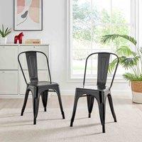 Furniture Box 2x Colton Industrial Tolix Style Dining Chair Black, Black