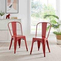 Furniture Box 2x Colton Industrial Tolix Style Dining Chair Red, Red