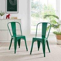 Furniture Box 2x Colton Industrial Tolix Style Dining Chair Green, Green