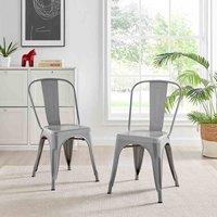 Furniture Box 2x Colton Industrial Tolix Style Dining Chair Grey, Grey