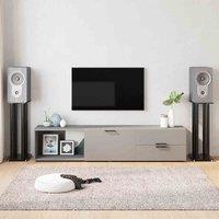 vidaXL Speaker Stands 2 Pcs Black Tempered Glass 4 Pillars Design, Black