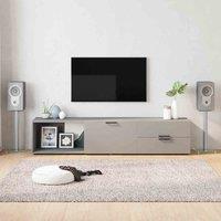 vidaXL Speaker Stands 2 Pcs Silver Tempered Glass 1 Pillar Design, Silver