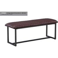 Baumhaus Vintage Brown Leather Dining Bench, Brown