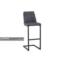 Baumhaus Vintage Grey Leather Bar Stool (Pack Of Two), Grey