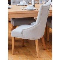 Baumhaus Oak Accent Narrow Back Upholstered Dining Chair Grey (Pack Of Two), Grey