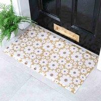 Artsy Doormats Mustard Green And Cream Flower Doormat 70 X 40Cm
