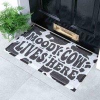 Artsy Doormats Black Moody Cow Doormat 70 X 40Cm , Black