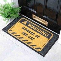 Artsy Doormats Yellow Beware Of The Cat Doormat 70 X 40Cm , Yellow