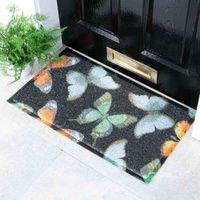Artsy Doormats Black Watercolour Butterfly Doormat 70 X 40Cm , Black