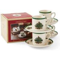 Spode Christmas Tree Espresso Cup & Saucer - Set Of 4