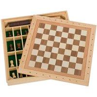 Goki Wooden 3 Game Compendium - Chess Draughts Nine Men's Morris, Brown