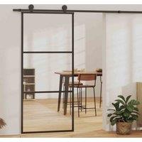 vidaXL Sliding Door With Hardware Set ESG Glass&aluminium 90X205cm, Black