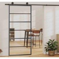 vidaXL Sliding Door With Hardware Set ESG Glass&aluminium 90X205cm, Black