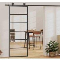 vidaXL Sliding Door With Hardware Set ESG Glass&aluminium 76X205cm, Black
