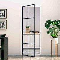 vidaXL Interior Door Black 76X201.5cm Tempered Glass&aluminium, Black