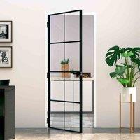 vidaXL Interior Door Black 83X201.5cm Tempered Glass&aluminium, Black