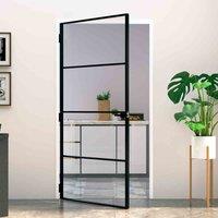 vidaXL Interior Door Black 102X201.5cm Tempered Glass&aluminium, Black