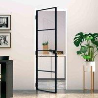 vidaXL Interior Door Black 76X201.5cm Tempered Glass&aluminium, Black