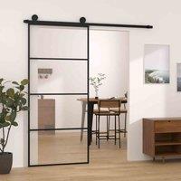 vidaXL Sliding Door with Hardware Set 90x205 cm ESG Glass&Aluminium, Black
