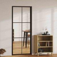vidaXL Interior Door ESG Glass And Aluminium 83X201.5cm Black, Black