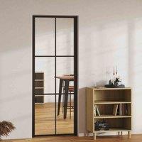 vidaXL Interior Door ESG Glass And Aluminium 76X201.5cm Black, Black