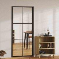 vidaXL Interior Door ESG Glass And Aluminium 93X201.5cm Black, Black