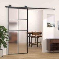 vidaXL Sliding Door with Hardware Set 90x205 cm ESG Glass&Aluminium, Black