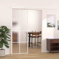 vidaXL Sliding Door Frosted ESG Glass and Aluminium 76x205 cm White, White