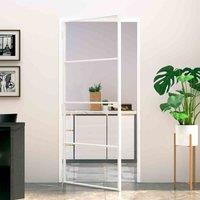 vidaXL Interior Door White 93X201.5cm Tempered Glass&aluminium Slim, White