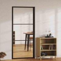 vidaXL Interior Door ESG Glass And Aluminium 93X201.5cm Black, Black