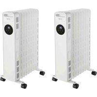 Igenix 2Kw Digital Oil Filled Radiator With Timer White 2 Pack , White
