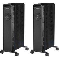 Igenix 2Kw Digital Oil Filled Radiator With Timer Black 2 Pack , Black