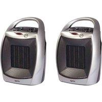 Igenix 1.8Kw Ptc Ceramic Fan Heater Silver 2 Pack , Silver