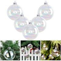 LivingandHome Living and Home 5 Pack 10Cm Christmas Rainbow Glass Ornament Balls, White