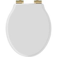 B C Designs BC Designs Victrion White Matt Toilet Seat S Close Brushed Gold, Gold