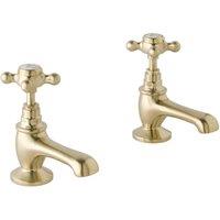 B C Designs BC Designs Victrion Crosshead Basin Taps Brushed Gold, Gold