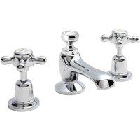 B C Designs BC Designs Victrion Crosshead 3Th Basin Mixer Chrome, Silver