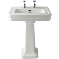 B C Designs BC Designs Victrion 640Mm Basin & Pedestal 2Th White, White