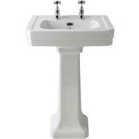 B C Designs BC Designs Victrion 540Mm Basin & Pedestal 2Th White, White
